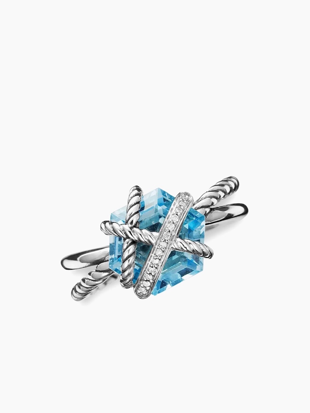 David Yurman Blue Topaz and Cable Twist Ring - Picture 3 of 3